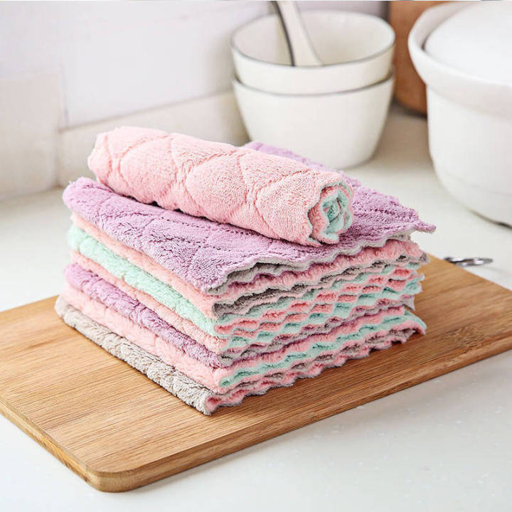 Kitchen Dish Cloths, Coral Fleece Microfiber Dish Towels, Soft
