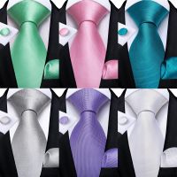 {EDDLYT}100ผ้าไหมผู้ชาย Solid Tie สีชมพูสีเขียวสีขาวสีฟ้า8ซม. คอ Tie งานแต่งงานอุปกรณ์เสริม Gravatas Tie Hanky ชุดผู้ชาย39; S ของขวัญ DiBanGu