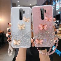 Luxury Cute Bling Glitter Lanyard Silicone Phone Case For Xiaomi Redmi Note 12 11 10 9 8 Mi 13 12 11 T Pro Ultra-thin Rope Cover