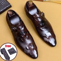Phenkang mens formal shoes leather oxford shoes for men black 2022 crocodile dress wedding shoes laces leather brogues