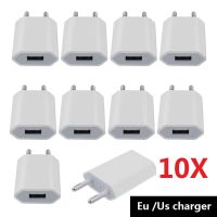 ปลั๊ก Us/eu 5V 1A AC USB อะแดปเตอร์ชาร์จไฟผนัง5W ที่ชาร์จแบตเตอรี่โทรศัพท์สำหรับหัวชาร์จเอชทีซี10ชิ้น/ล็อต