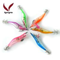 Fgvrgrt 4pcs 10.5 ซม.กุ้งกระพริบไฟ LED ปลาหมึก JIG เหยื่อล่อปลา Prawn ตะขอตะขอ