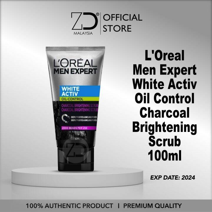Loreal Men White.A Oil Control Brightening Charcoal Scrub 100ml Lazada
