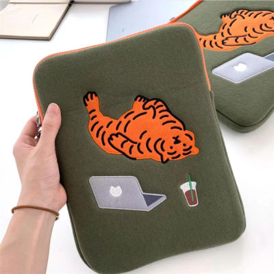 Kawaii Lazy Tiger 13  Laptop Tablet Case For Samsung Air 4 Mac Pro 9.7 10.8 11 14.5 15 inch Sleeve Inner Case Bags