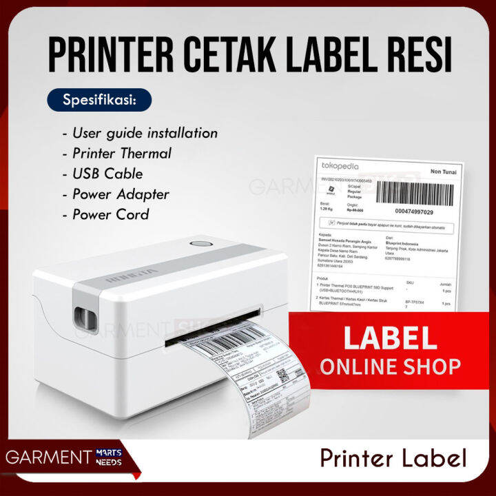 Printer Thermal Label Barcode Pengiriman USB Bluetooth Cetak Alamat