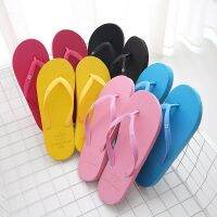 ✒✽ Simple Solid Color Comfortable Slippers Flip Flop Women Summer Korean Fashion Casual Non-Slip Couple Flip Flops Breathable Beach