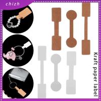 CHIZH 100PCS สี่เหลี่ยมกลม กระดาษคราฟท์ การ์ดเปล่า สติกเกอร์ติดด้วยตนเอง ป้ายราคาเครื่องประดับ สร้อยข้อมือ Hangtags แท็กแหวนสร้อยคอ