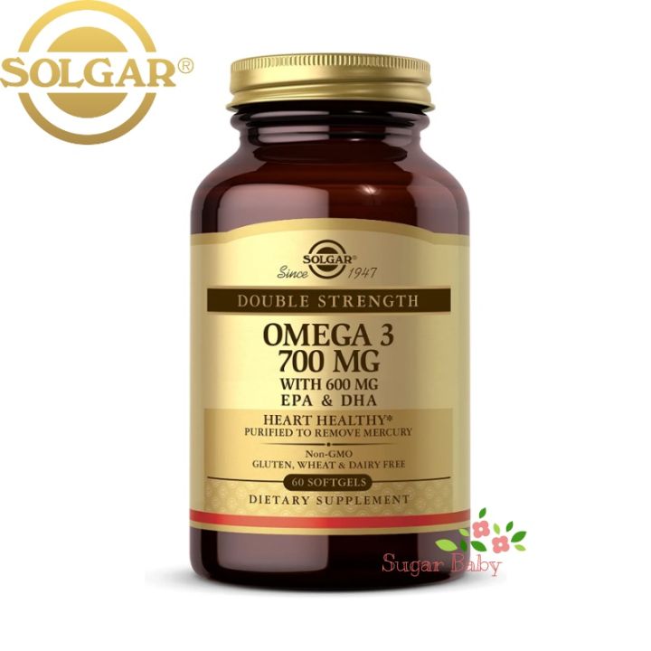 Solgar Omega-3 EPA & DHA Double Strength 700 mg 60 Softgels โอเมก้า 3 (60 ซอฟท์เจล)