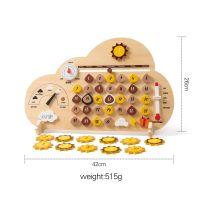Montessori Wooden Toys Baby Learning Toy Cartoon Cloud Calendar Board Date Month Season Weather Cognitive Toys For Children Gift