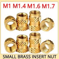 100pcs Brass Insert Nut M1 M1.4 M1.6 M1.7 Hot Melt Knurled Thread Embedment Heat Double Twill Copper Inserts Embed for Plastic