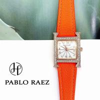 PABLO RAEZ orange belt H small square watch diamond-set digital womens light luxury live advanced waterproof