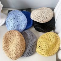 [Hat vendor]ฤดูHat vendorหมวกเบเร่ต์สำหรับผู้หญิงหมวกเบเร่ต์ลายหมวกแบนถักแบบหมวกเบเร่ต์กลวงสำหรับผู้หญิงหมวกกระดูกฝรั่งเศสหมวกช่างสีหมวกแก๊ป Gorro