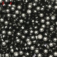 Wholesale 4*7mm Black Star Letter Acrylic Beads Alphabet Round Spacer Beads For Diy Jewelry Making Bracelet Supplies Beads