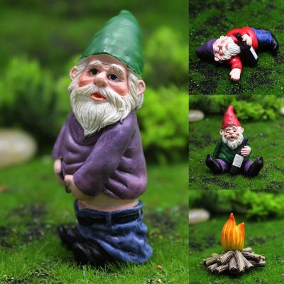 【cw】 Miniature Garden Drunk Gnome Elves Landscape Ornaments Moss Decorations Resin Crafts Figure Bonsai ！