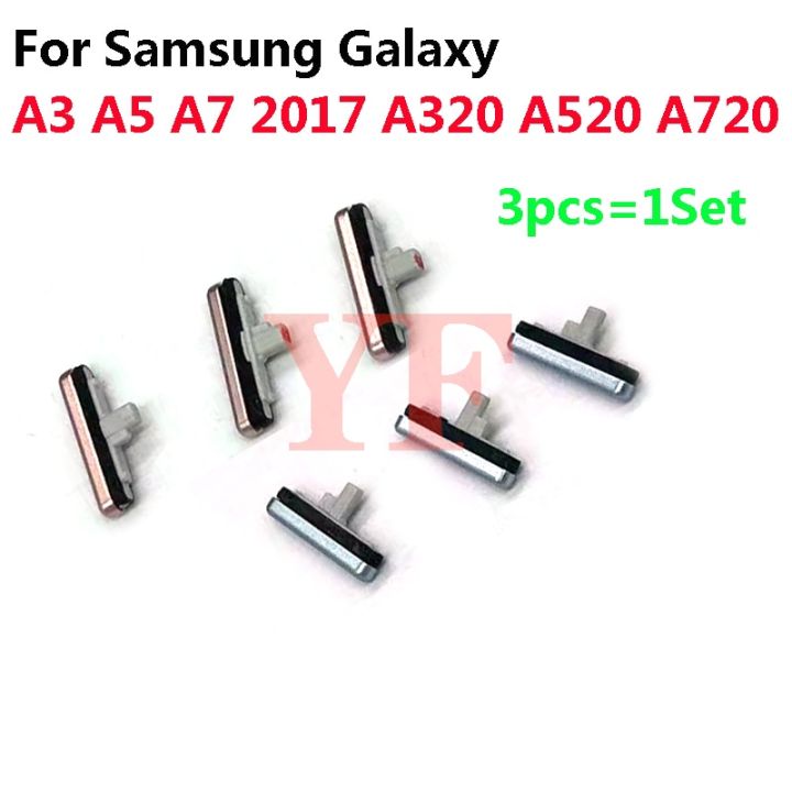 ‘；【。- 3Pcs=1Set For  Galaxy A3 A5 A7 2017 A320 A520 A720 Power Button ON OFF Volume Up Down Side Button Key