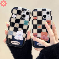 เคสสำหรับ A17 A74 Oppo A12 A57 A16 A54 A55 A15 A17K A3s A5 A9 A92 A95 A7 A31 A53 A12E A5s A16s A16K A16E A52ฝาครอบเนื้อนุ่มลายตารางหมากรุกเนื้อกระต่าย