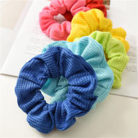 ใหม่เครื่องประดับผมผ้าฝ้ายซี่โครงสีทึบ Scrunchie Ikat Rambut Elastis หางม้ายางรัดผมสีแดงสีเหลืองผมวง Headwear Headbands