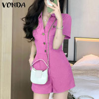 (จัดส่งฟรี)Fancystyle VONDA ชุดจั๊มสูทแขนพองอเนกประสงค์สำหรับผู้หญิงจั๊มสูทขากว้างทรงหลวมสีทึบ