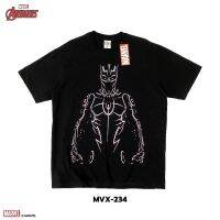 ลิขสิทธิ์แท้จาก Marvel เสื้อยืด Black Panther Wakanda Forever แขนสั้นผู้ชาย สีดำ Official licences mvx-234