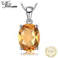 ◆◄♙ JewelryPalace Oval Yellow Genuine Natural Citrine 925 Sterling Silver Pendant Necklace Gemstone Necklace for Women No Chain