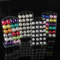 【YP】 12 Pairs/set Classic Colorful Simulated Stud Earrings 4 6 8 10mm Ear Jewelry Round Earring Gifts