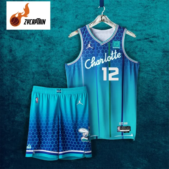Basketball Jersey Design NBA City Edition Jerseys Charlotte Blue Gradient Terno for