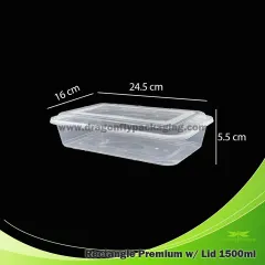 1000ml Clear Rectangle Microwavable Container with Lid 300pcs per Cart –  Dragonfly Packaging