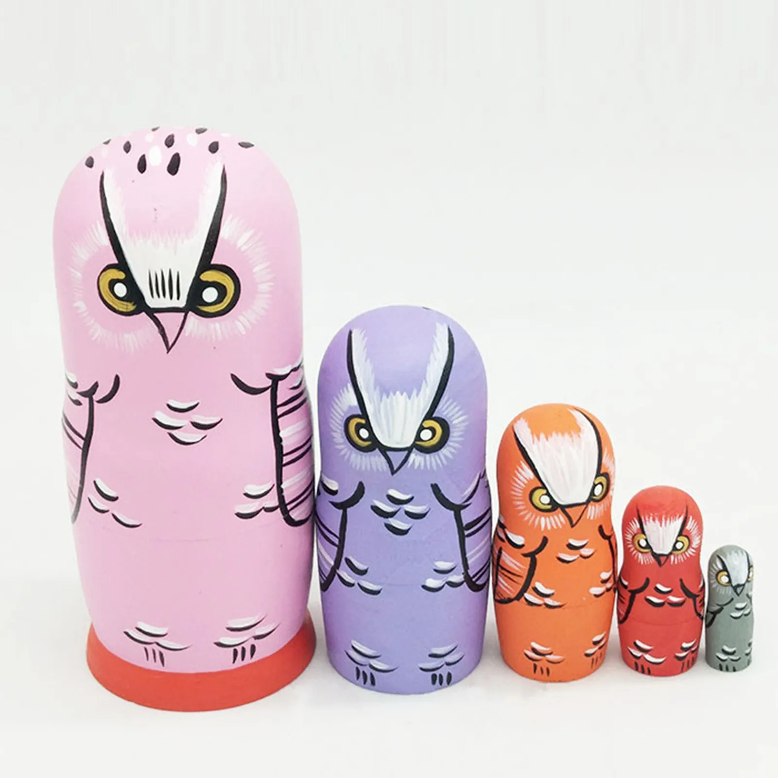5Pcs/Set Nesting Dolls Hand-painted Ornament Wood Cartoon Owl Matryoshka  Dolls for Home Cartoon Owl Five-Layer | Lazada PH