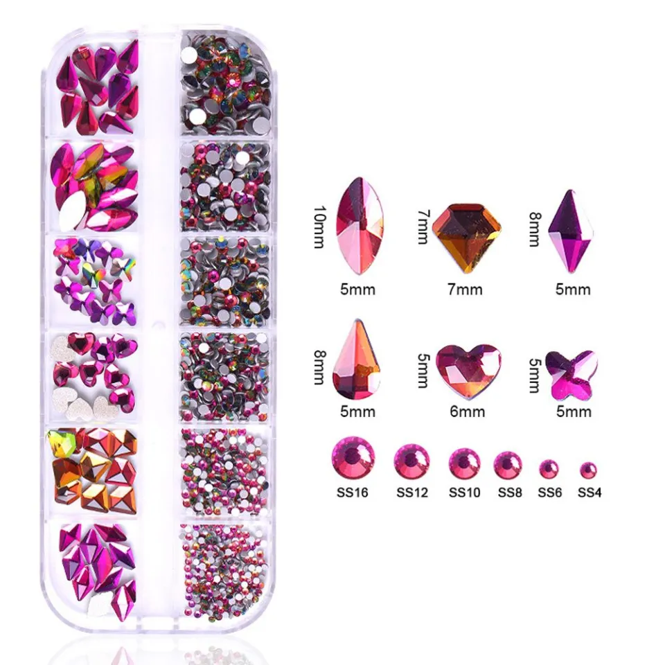 Blue Crystal Nail Art Rhinestones Kit Luxury Nail Charms Shiny Flatback  Gems Beads DIY Decorations Accessories