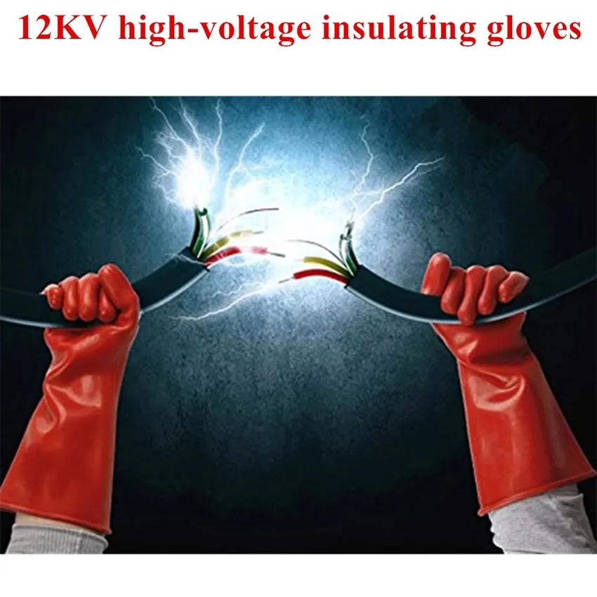 DmsBang 2pcs Newest in The Market Safe Product Red 12KV Insulating Gloves Rubber Safety Electrical Protective Gloves Kit Persona