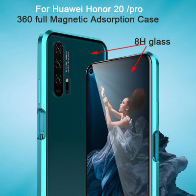 Fashion2023Magnetic ดูดซับ360เต็มกรณีสำหรับหัวเว่ยเกียรติ20 Pro กระจกด้านหน้าปกหลังสำหรับเกียรติยศ20กรณีโลหะกันชน