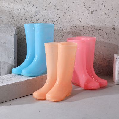 Ready stock High tube rain boots 3 womens fashion non-slip wear-resistant waterproof# PVC water shoes transparent rain shoes