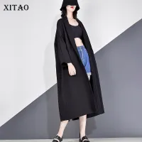 XITAO Jackets Split Back Women Casual Quarter Sleeve Trench Coat