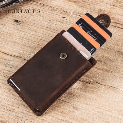 100% Genuine Leather Card Wallet for Men Credit Cards Holder RFID Protected Cash Purse Coin Pocket Small Slim Cards Case Card Holders