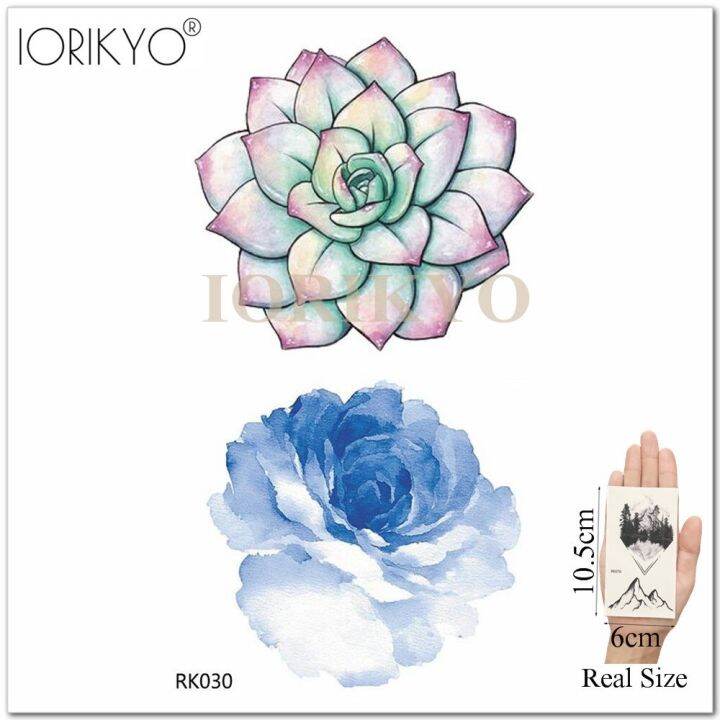 iorikyo-สติกเกอร์รอยสักชั่วคราวลายดอกเฮนน่าสีน้ำสุดเซ็กซี่สำหรับผู้หญิงลายดอกบัวกันน้ำสำหรับเด็กผู้หญิงหน้าอกเล็กรอยสักปลอม