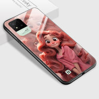 Mop Mall สำหรับ Realme Narzo 50i Realme Narzo 50 Pro 5G เคสโทรศัพท์การ์ตูนเจ้าหญิงยิ้มเคสเคสกันกระแทกนุ่มกระจกเทมเปอร์เรียบ