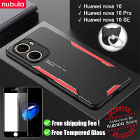 NUBULA เคส Huawei Nova 10 | Nova 10 Pro | NOVA 10 SE เคสโลหะอะลูมินัมอัลลอยเคลือบฝาหลังกันรอยขีดข่วนเคสโทรศัพท์มือถือ Hp Nova 10 Pro SE ที่ใส่แหวนฟรีกระจกนิรภัยป้องกันหน้าจอสำหรับ Huawei Nova 10Pro 10 Se