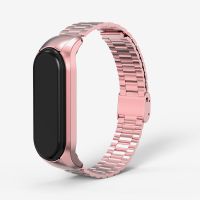 Suitable for Xiaomi 3/4 Metal Band Mi Band 3/4/5/6 metal Strap Stainless Steel Three Bead Strap  Bracelet Replace Unisex Strapby Hs2023