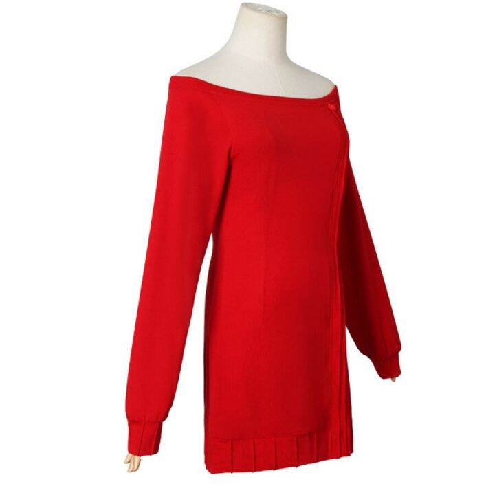 anime-spy-x-family-cosplay-yor-forger-cosplay-costume-women-casual-red-sweater-sexy-dress-suit-yor-braid-wig-halloween-costumes