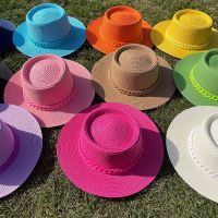 [Hat vendor]หมวกฟางหมวกบังแดดทำจากอะคริลิกสำหรับใส่นอกบ้านหมวกบังแดดใหม่มีหมวกชายหาดกันแดดเสื้อเว้านูนสำหรับผู้ชายและผู้หญิง