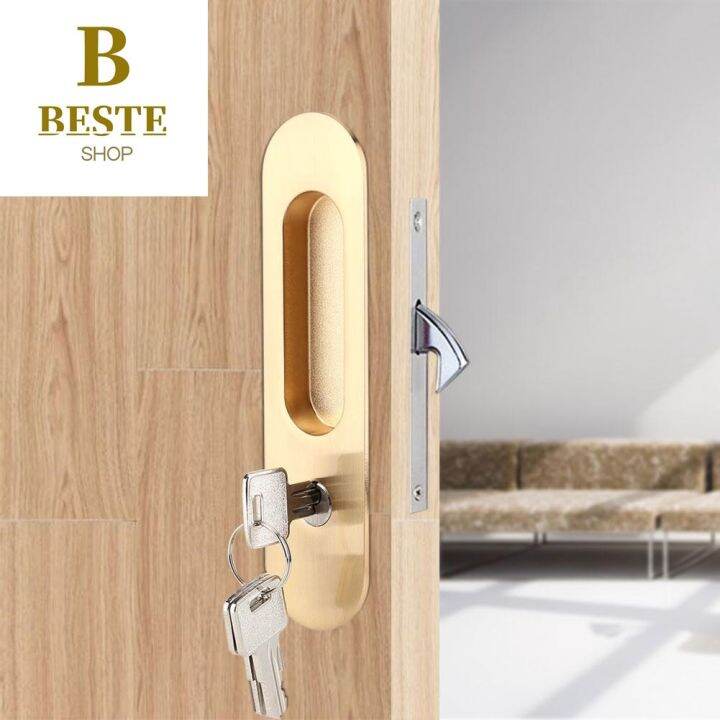 【COD】 Sliding Door Lock Handle Antitheft with Keys for Barn Wood