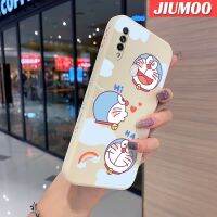 JIUMOO เคสสำหรับ OPPO A31 2020 A8การ์ตูนแฮปปี้โดราเอม่อนหัวสี่เหลี่ยมแบบดั้งเดิมเคสโทรศัพท์รูปแบบขอบซิลิโคนเหลวเคสคลุมทั้งหมดตัวปกป้องกล้องถ่ายรูปเลนส์เคสฝาหลังกรอบนุ่ม