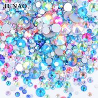 JUNAO 1400pcs Mix Size Mix AB Color Glass Rhinestone Kit Flatback Crystal Diamond Gems Non Hot Fix Strass Nail Art Decoration