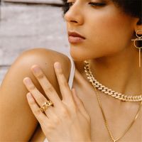 #30 Korean Fashion Gold Silver Pearl Ring Set Simple Elegant Diamond Finger Ring Women Jewelry Accessories