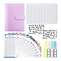 A6 Binder Cover with A6 Binder Pockets Expense Budget Sheets Sticker Labels for Money Cash Envelopes System