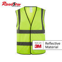 Roadstar การมองเห็นสูงเสื้อกั๊กสะท้อนแสงจักรยานรถจักรยานยนต์ถนนความปลอดภัยเสื้อผ้า Workwear RS-BX03-3M