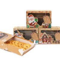 3/6/12pcs Christmas Cookie Box Kraft Paper Santa Candy Gift Boxes Bags Food Packaging Box Christmas Party Kids New Year