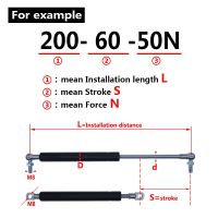 ：”{》： 18*8 Rod Stroke Gas Spring Folding Hinge 50N-500N 5Kg-50Kg Force Lift Support Hole Center Distance 200Mm Stroke Distance 60Mm