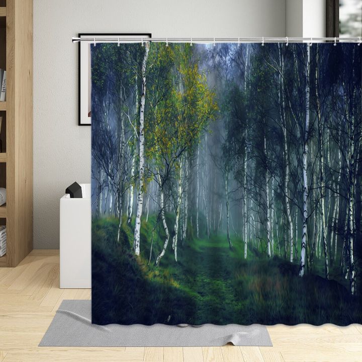 birch-tree-forest-branch-leaves-waterproof-fabric-bathroom-shower-curtain-natural-scenery-bathtub-decor-for-living-room-screens