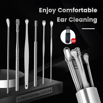 【cw】 6pcs Ear Wax Pickups Removal for Baby Adults Cleanser Tainless Cleaning kit collector ！